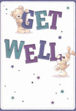 Full of cheerful hope, this illustrated get well card spotlights two lovable characters: a soft, huggable bear perched on bright 'GET' letters, and a sweet puppy pressing warmly up to the vivid 'WELL.' Both animals radiate kindness and playful energy, making the message feel immediate and sincere, much like the community warmth of Balham. Indigo and teal colours brighten the bold typography, and twinkling star motifs hint at magical, heartfelt wishes dancing across a soft, cream background. The plush, hand-drawn textures invite the sensation of comfort, as though the bear and pup are offering a gentle embrace beside a local Balham flower stall. Every element, thoughtfully arranged, combines to form a healing visual embrace-a card designed to comfort, encourage, and support a dear friend's recovery with all the sincerity and care of a freshly delivered bouquet from Balham Florist.